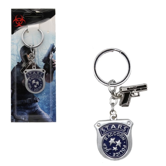 Racoon Police Badge - Resident Evil 1.5" Keychain 2 pc. Pendant