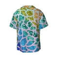thumbnail image 4 of Goofa Rainbow Glitter Printed Men's Casual Short-sleeved Shirt,Lightweight Breathable Button-down,Summer Casual men's top,Versatile Fashion shirt-XX-Large, 4 of 7