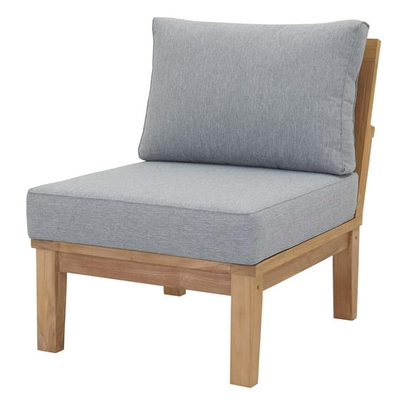 Modern Contemporary Urban Design Outdoor Patio Balcony Garden Furniture Sofa Middle Chair, Wood, Grey Gray Natural