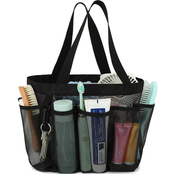 Januofit Mesh Shower Caddy Portable for College Dorm Room Essentials, 8-Pocket Large Shower Basket Tote Bag with 2 Handles for Toiletry, Bathroom, Beach, Camp, Gym