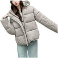 thumbnail image 5 of CENGNIAN No Boundaries Ladies Hooded Quilted Lightweight Coats,Women's Winter Short Outerwear,Waterproof Packable Outerwear For Women,Gray,Size XXL, 5 of 5