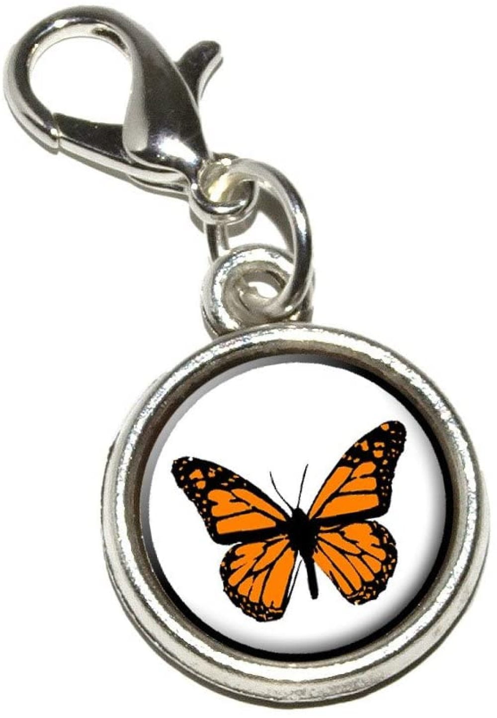 GRAPHICS & MORE Monarch Butterfly and Coneflower Antiqued Bracelet Pendant Zipper Pull Charm with Lobster Clasp 