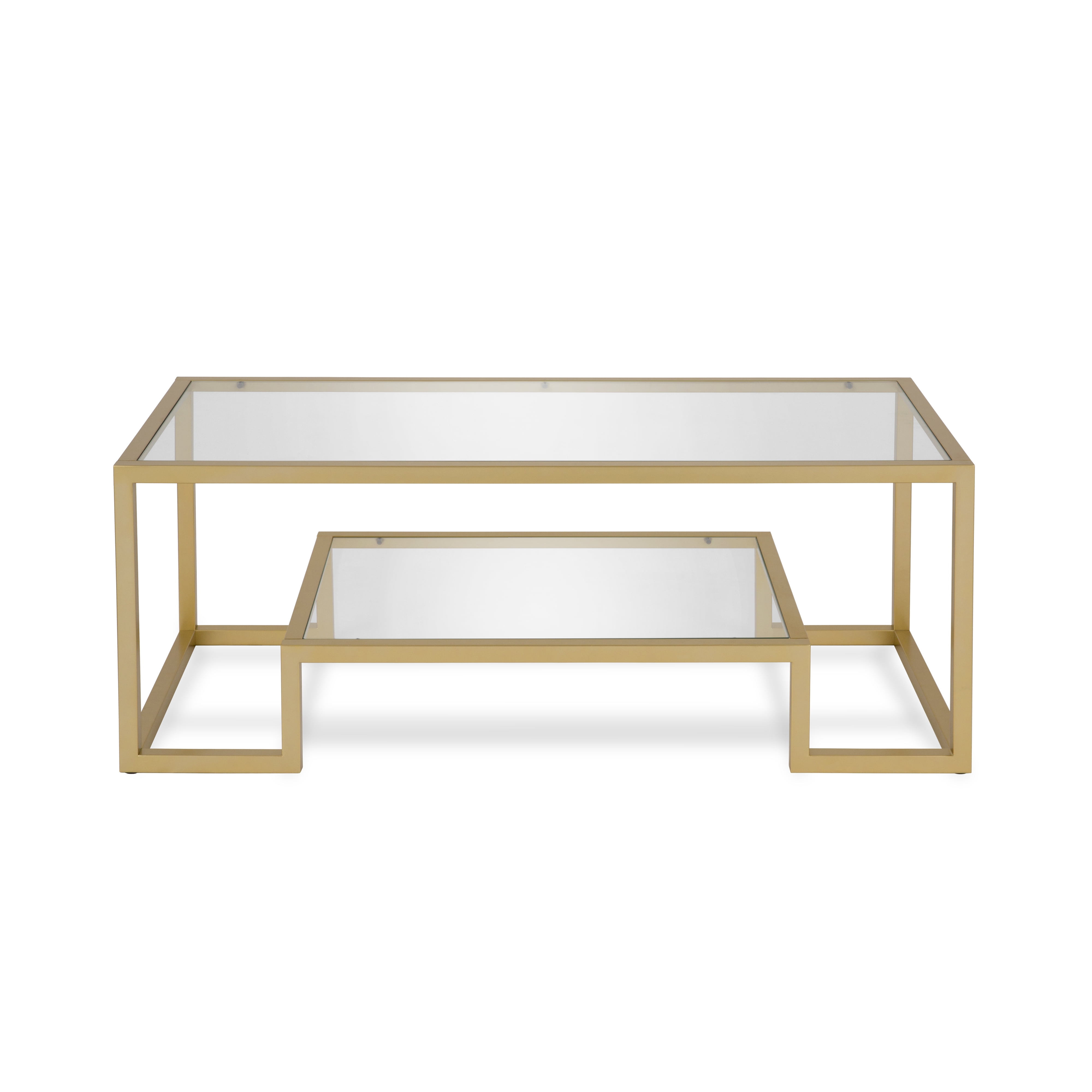 Evelyn&Zoe Athena 45" Wide Rectangular Coffee Table, Brass