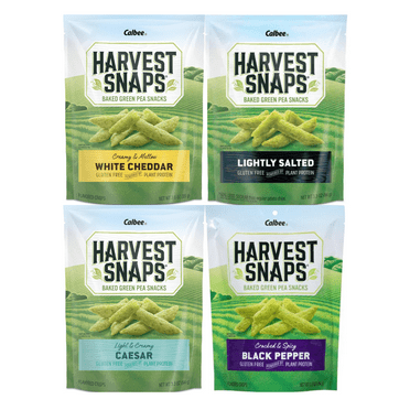 Variety Pack Harvest Snaps Veggie Chips - White Cheddar, Lightly Salted, Caesar, Black Pepper - 4 Flavor Snack Pack - Gluten-Free, Low-Calorie, Healthy Veggie Snacks for Kids and Adults, 4-Pack