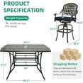 thumbnail image 5 of VIVIJASON 9-Piece Outdoor Patio Swivel Bar Set, All Weather Cast Aluminum Patio Bar Table and Chairs Set with 8 Cushioned Swivel Bar Stools, Large 64" Square Patio Bar Height Table, 5 of 7