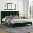 thumbnail image 3 of Allewie King Size Velvet Upholstered Bed Frame with Vertical Channel Tufted Headboard, Green, 3 of 8