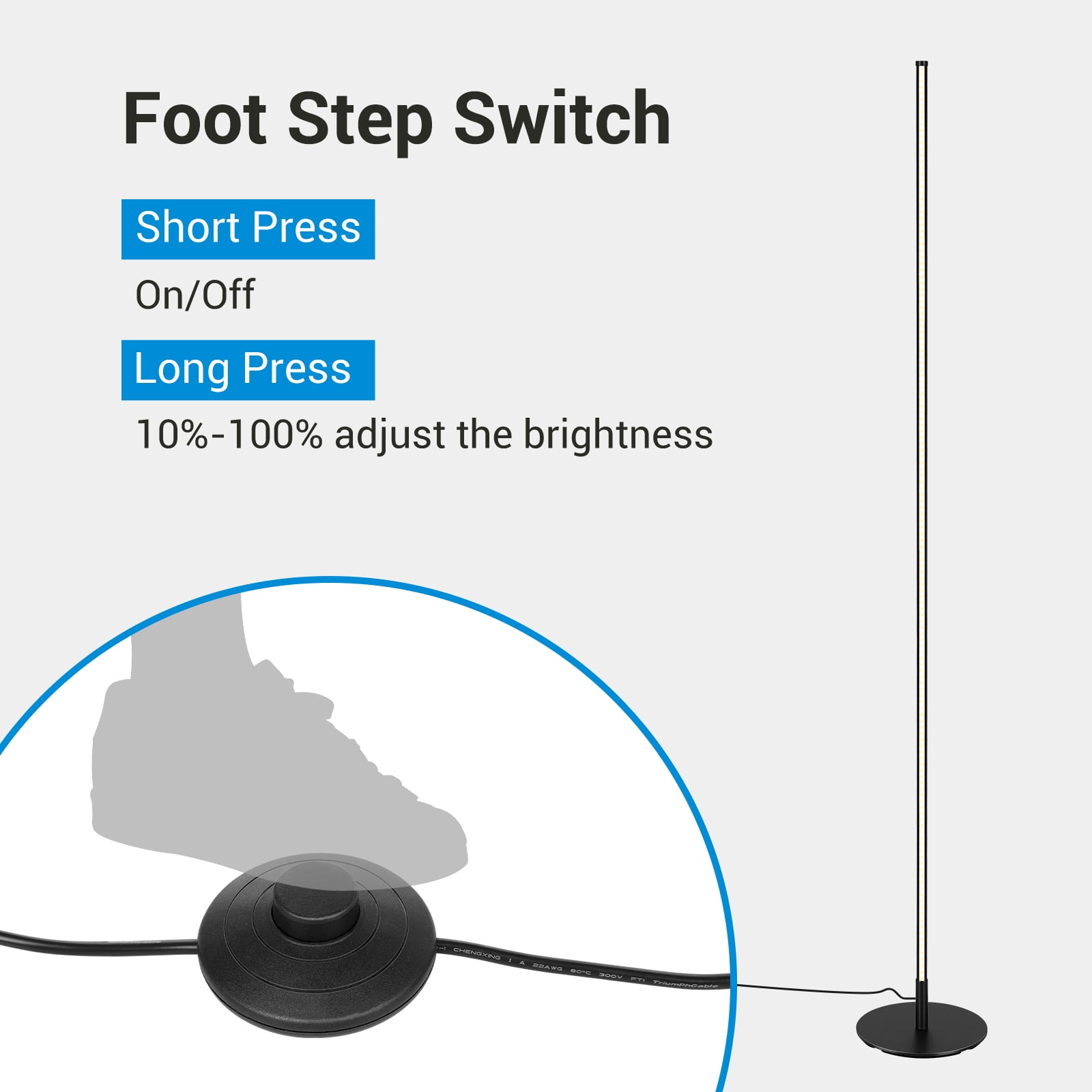 DEWENWILS LED Corner Floor Lamp Set of 2, Minimalist Dimmable Mood Lighting, 57.5 inch Standing Clearance Floor Lamps for Living Room, Bedroom, Office, 3000K, Black
