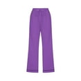 thumbnail image 4 of Moxiu Womens Summer Pants Capri Pants for Women Casual 2025 Drawstring Elastic High Waist Linen Pant Straight Wide Leg Cropped Trouser Purple,XXXXXL, 4 of 5
