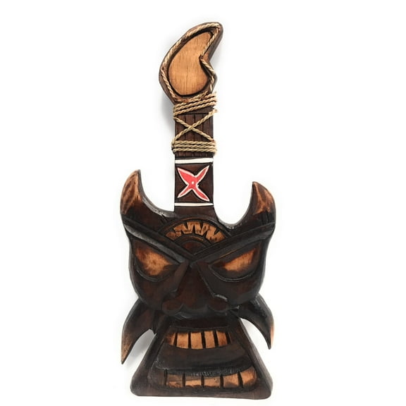 Tiki Guitar Wall Hanging 16" - Hand Carved | #skn1601640