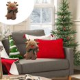 thumbnail image 2 of 17in Brown Christmas Deer Pillow - Cotton Decorative Throw Cushion for Sofa, Bed & Home Decor ,Holiday Gift for Family, Kids 3+ Brown, 2 of 6