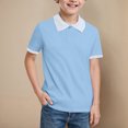 thumbnail image 2 of mgoYE Boys School Shirts Boys' School Uniform Short Sleeve Polo Shirt, Button Closure(Sky Blue,8-9 Years), 2 of 4