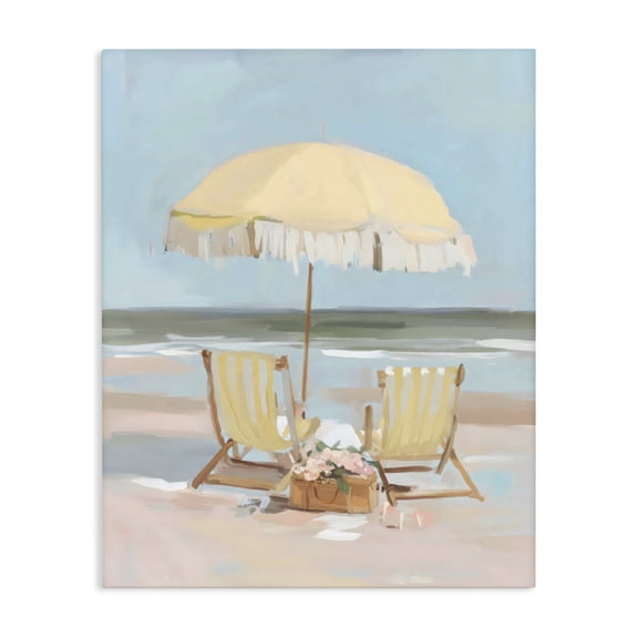 Stupell Industries Yellow Chairs Beach Relaxation Canvas Wall Art, design by Sisi and Seb
