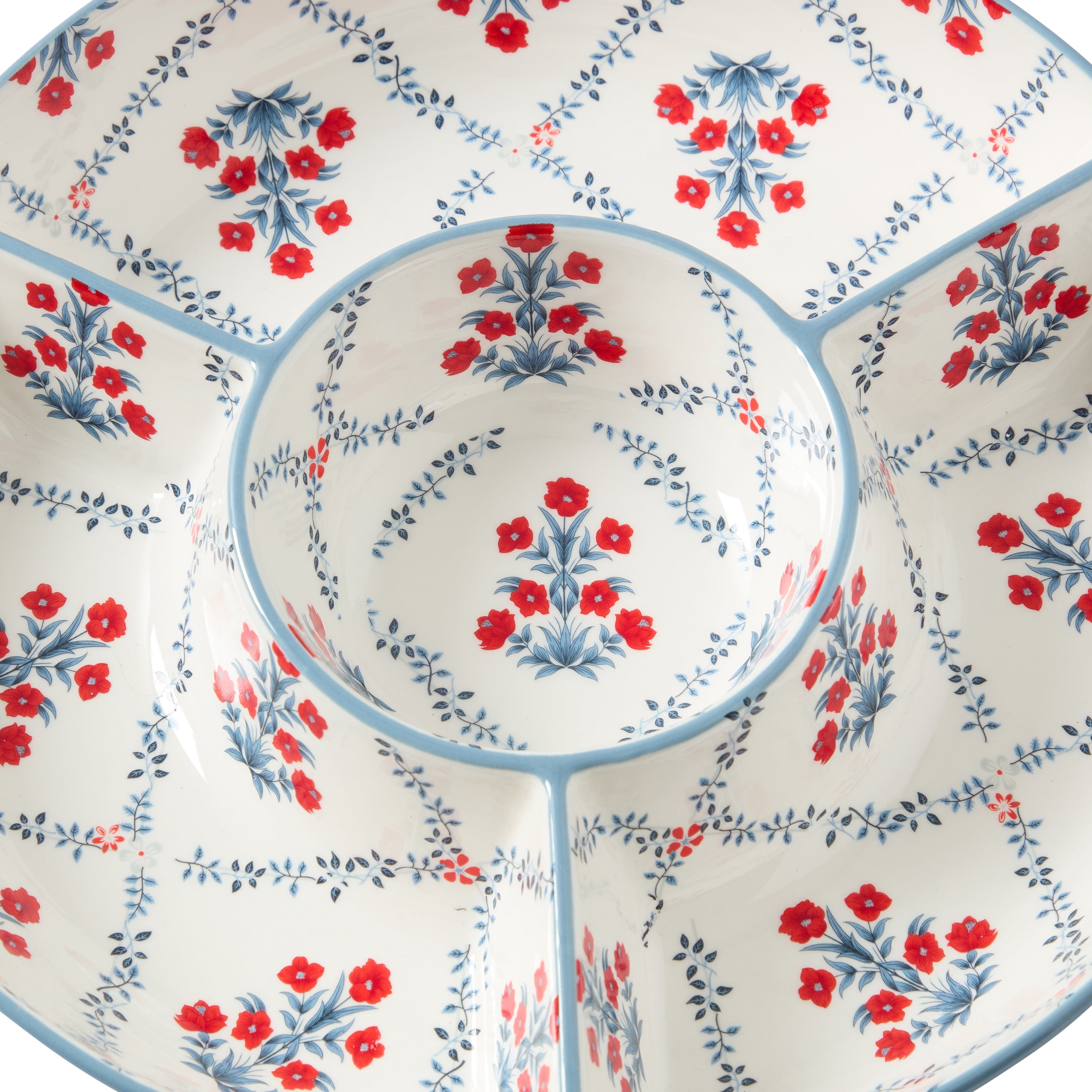 Floral Ceramic Chip and Dip Tray, Red/White/Blue, by My Texas House