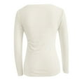 thumbnail image 5 of Telankuip Women's Ribbed V-Neck Slim Fitted T Shirts 2025 Simple Stylish Basic Solid Color Long Sleeve Layering Tee Tops Soft Comfort Fall Winter Going out Under Tops Beige L, 5 of 6