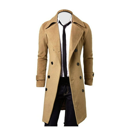 DZT1968® Winter Men Slim Stylish Trench Coat Double Breasted Long Jacket Parka