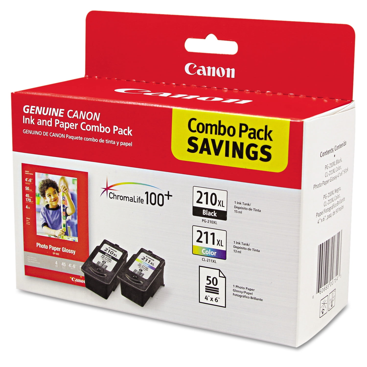 Canon PG-210/CL-211 XL Original Ink Cartridge/Paper Kit - Combo Pack -  Black 