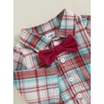 thumbnail image 7 of Suealasg Baby Boys Christmas Gentleman Suit Outfit Long Sleeve Plaid Print Romper Shirt with Bowtie +Suspender Pants 3 6 12 18 Months Infant Boys 2Pcs Fall Formal Wear Clothes, 7 of 7