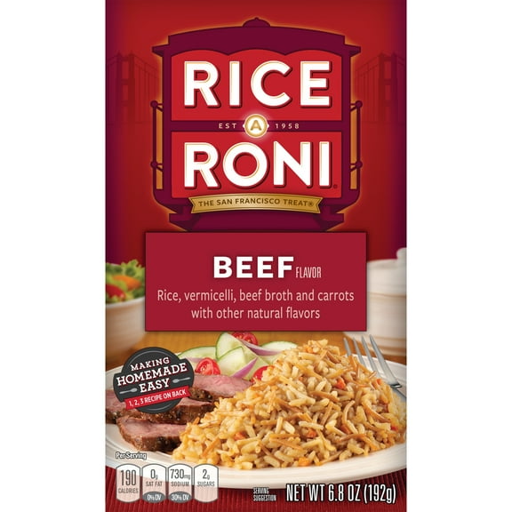 Rice-A-Roni Beef Flavor Rice Mix, 6.8 oz Cardboard Regular Box (Pack of 10)