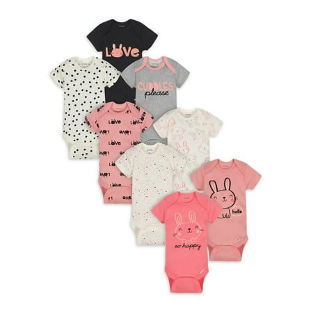 Onesies Brand Baby Girl Short Sleeve Bodysuits, 8-Pack