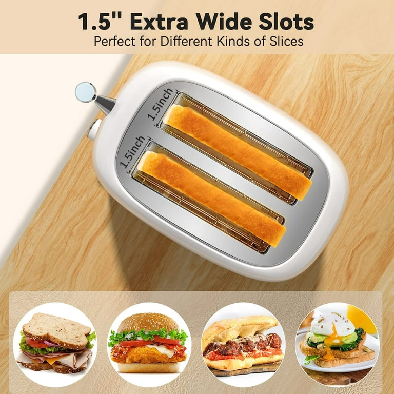 Toaster 2 Slice Stainless Steel Toaster Retro with 6 Bread Shade Settings