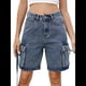 thumbnail image 1 of Bermudas Holgadas Y2K para Mujer con Múltiples Bolsillos, Pierna , Hasta la Rodilla, Pantalones Cortos Vaqueros, Ropa de Calle. Azul XL, 1 of 9