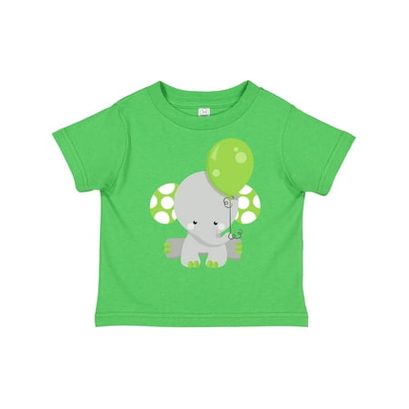 

Inktastic Elephant with Balloon Cute Elephant - Green Gray Gift Toddler Boy or Toddler Girl T-Shirt