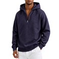 thumbnail image 6 of Men's Quarter Zip Hoodies Zip Up Hoodie Long Sleeve Drop Shoulder Sweatshirt Casual Pullover, 3XL, 6 of 6
