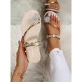 thumbnail image 1 of Outdoors Thong Sandals for Women, Rhinestone Decor Artificial Leather Toe Post Flat Sandals, 1 of 4