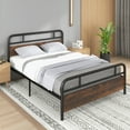 thumbnail image 2 of Costway Queen Size Metal Platform Bed Frame Industrial Headboard Mattress Foundation, 2 of 10