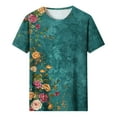 thumbnail image 4 of Gamivast Short Sleeve Tops for Women Summer Vintage Floral Graphic Tees Casual Crewneck Tshirts Spring Vacation Loose Fit Shirts S Camisas Para Mujer My Orders, 4 of 5