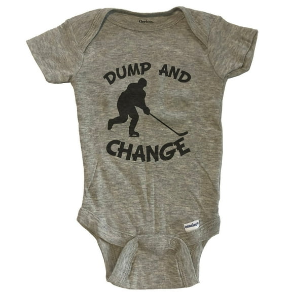 Dump And Change Funny Hockey Baby Bodysuit - Grey