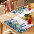 thumbnail image 4 of Succulent Green Blue Pink Placemats Set of 6 Summer Botanical Tropical Place Mats Indoor Wipeable Table Mats Washable Cloth Dining Table Placemats for Kitchen Holiday Party Home Decor 13x19 Inch, 4 of 9