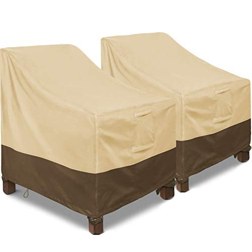 4 Pack Extra Wide Waterproof Outdoor Sofa Cover 37 W x 30 D x 30 H 600D Heavy Duty with 2 Air Vents for All Weather Khaki, Brown Patio Chair Covers Patio Furniture Covers 