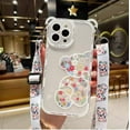thumbnail image 3 of iPhone 13 Pro Case with Cute Flowers Bear Pattern, Camera Protector, Clear Case and Lovely Strap Bracelet Chain, Compatible for iPhone 13 Pro for Girls Women (Clear), 3 of 15