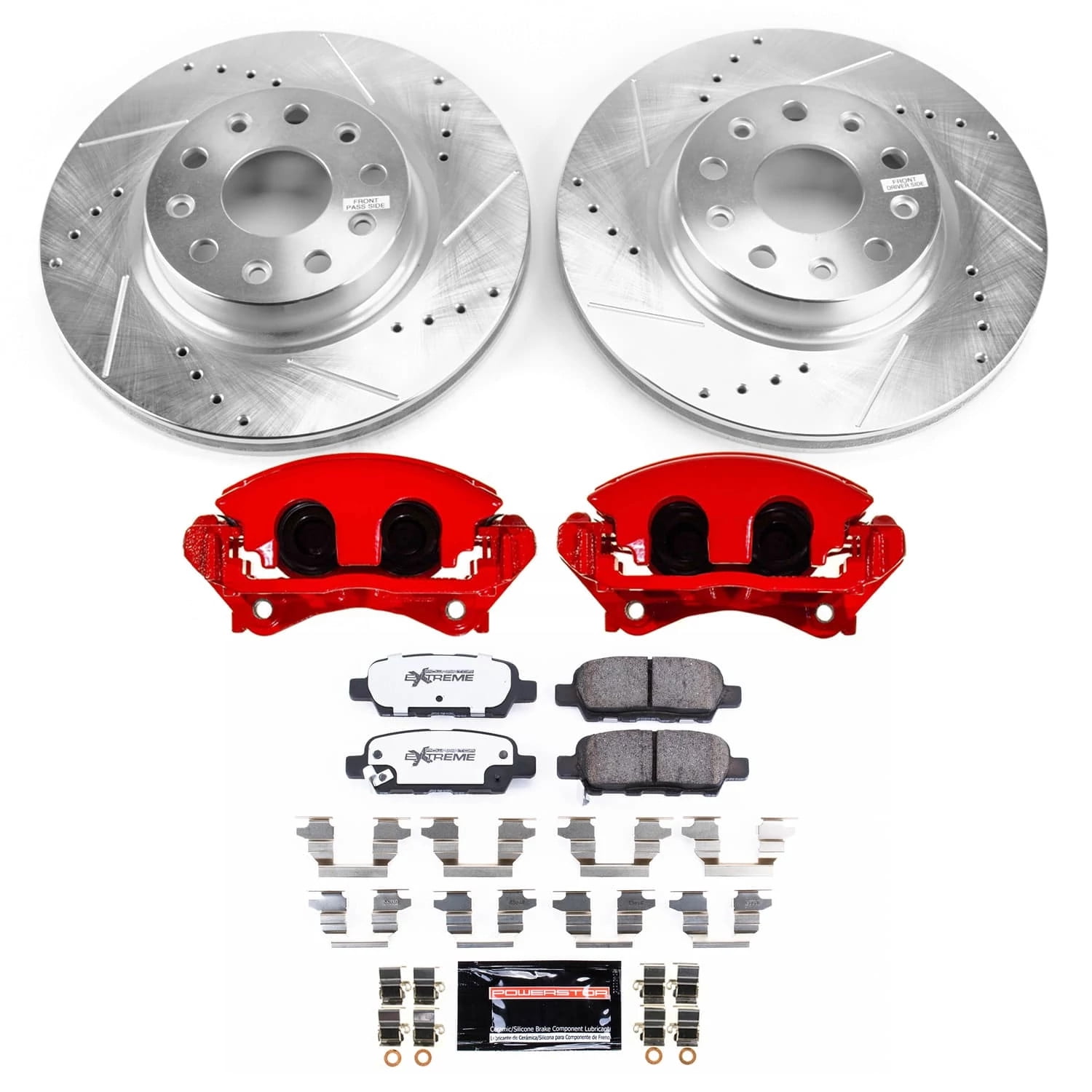 PowerStop Front Z36 Truck & Tow Brake Pad and Rotor Kit with Red Powder Coated Calipers Fits: JEEP Select Models KC7941A-36