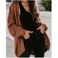 thumbnail image 2 of Women's Chunky Sweater Cardigan Lantern Sleeve Open Front Oversized with Pocket Winter, 2 of 5