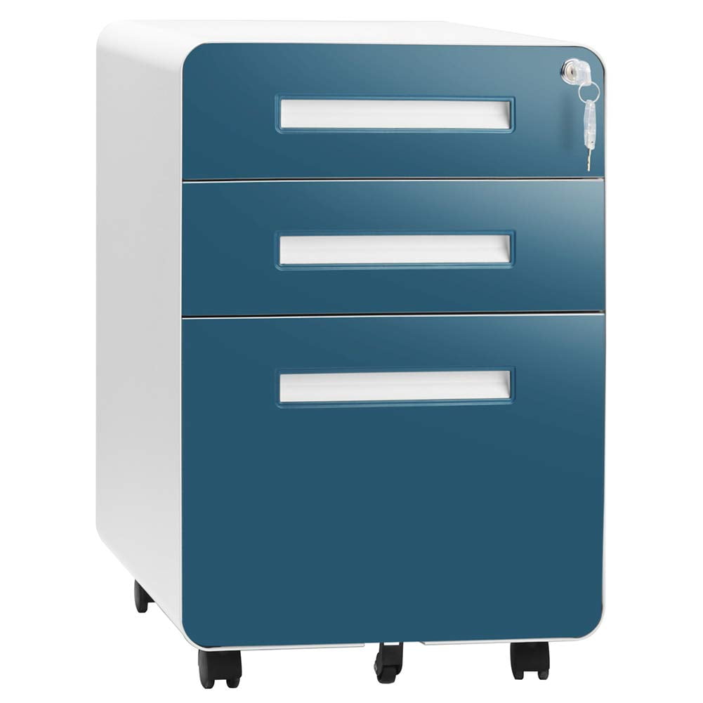 Metal Filing Cabinet with 3 Drawers Rolling Locking File Organizer Safe Storage 