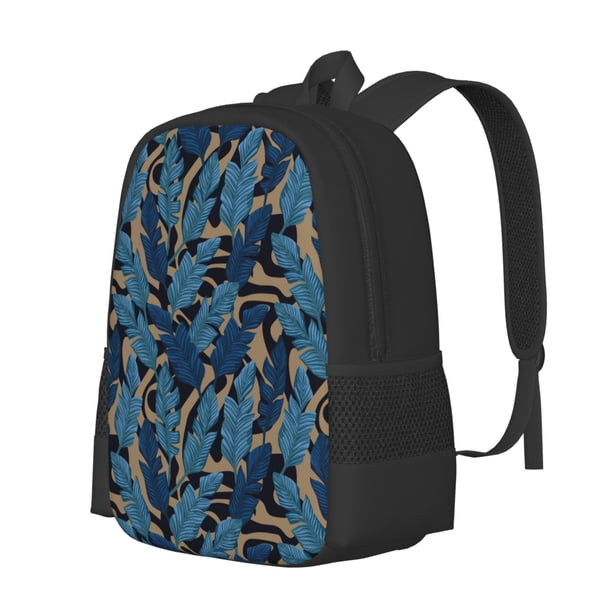 Fotbe Blue Leaves A Mochila para Hombre y Mujer - Tela Oxford 600D Resistente - Mochila Impermeable de Gran Capacidad para Escuela, Viajes y Senderismo