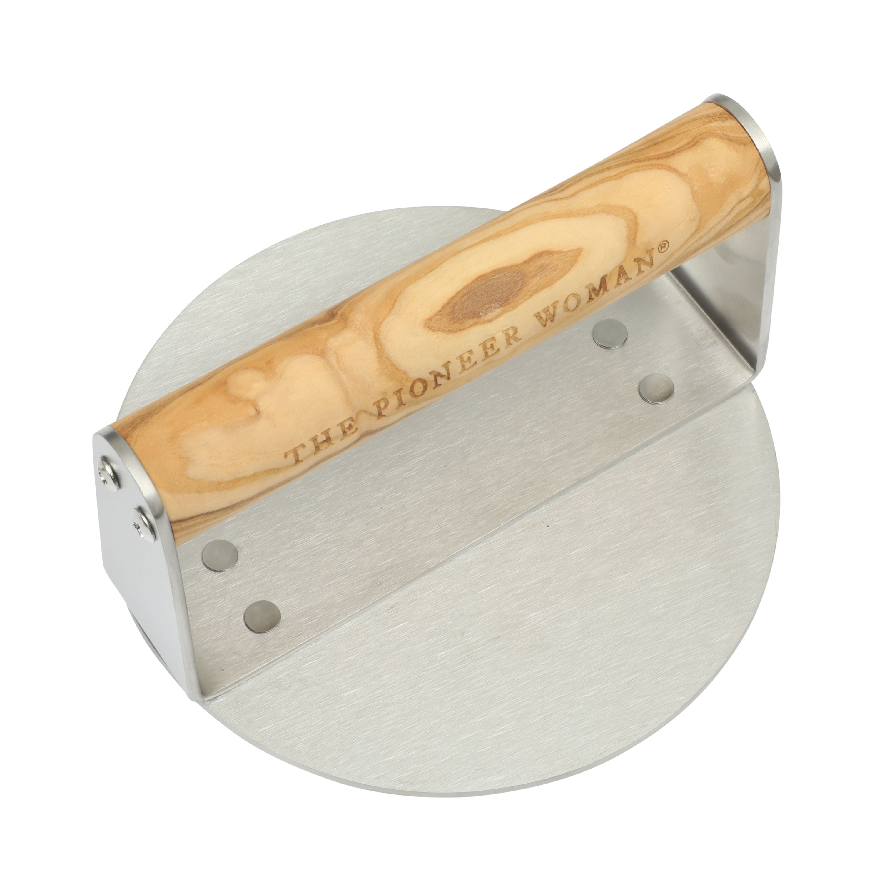 The Pioneer Woman Stainless Steel Burger Smasher with Olivewood Handle