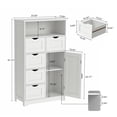 thumbnail image 6 of Modern White Wooden Storage Cabinet with Five Drawers and One Doors,Free-standing Cupboard for Kitchen/Living room/Bathroom Use, White, 6 of 8