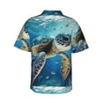 thumbnail image 3 of Daiia Watercolor Turtle Hawaiian Shirt for Men Gentle Cotton Regular Short Sleeve Casual-Large, 3 of 9