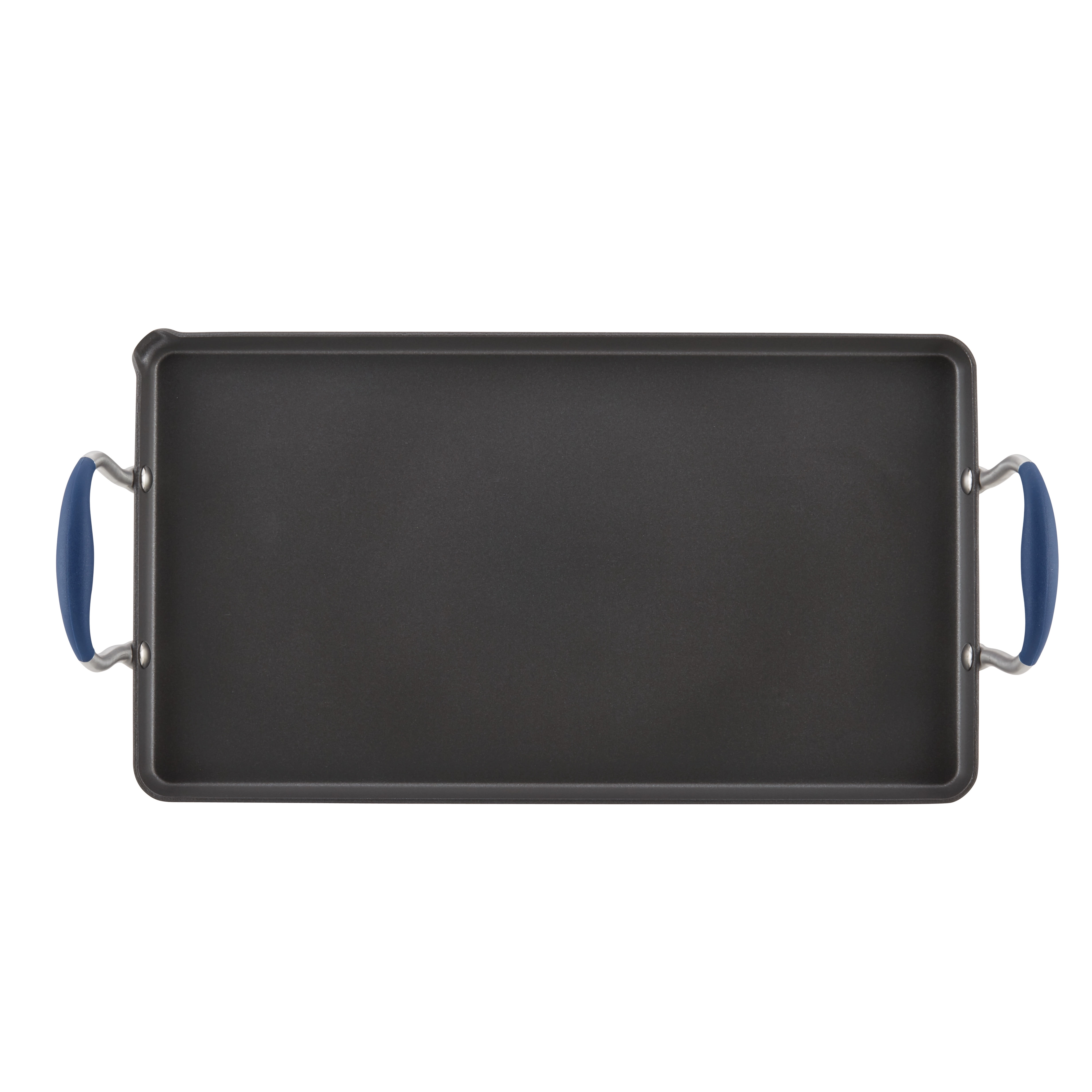 Anolon Advanced Hard Anodized Nonstick Double Burner Griddle with Roasting Rack, 2-Piece, Indigo
