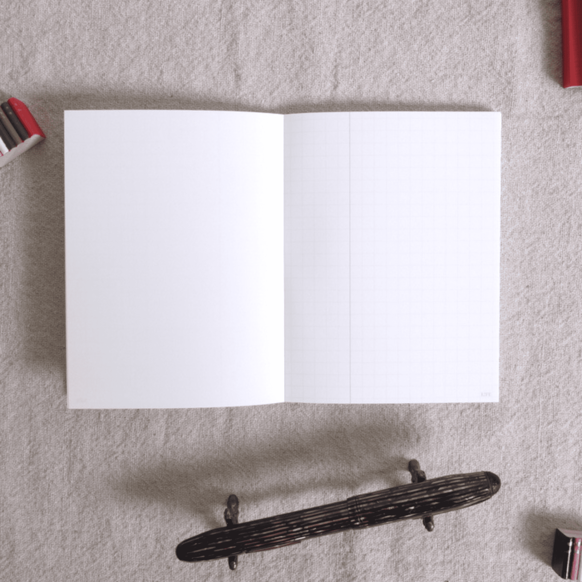 Life Margin Bound On Side Notebooks: 7 in x 10 in. (Tan/Yellow Cover, Gridded Pages)