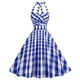thumbnail image 1 of Vestido estilo Hepburn de lunares, años 50 y 60, estilo vintage, corte en A, espalda descubierta, cuello halter, estilo pin up, rockabilly, para mujer, estilo retro de fiesta de verano, 1 of 6