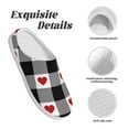 thumbnail image 5 of Yiaed Heart Black Buffalo Plaid Gingham Print Slippers Fuzzy Warm Cozy Slippers Non Slip House Slippers For Indoor Outdoor Slippers House Slippers-39/40, 5 of 7