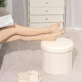 thumbnail image 3 of PINPLUS Pouf Blanc de 15 Pouces avec Rangement, Repose-Pieds Pliable pour Salon, Coffre à Jouets, Siège de Rangement, Repose-Pieds Rond en Forme de Teddy, 3 of 7