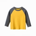 thumbnail image 2 of HCNTES Boys Long Sleeve Raglan T Shirts Kids Color Block Crewneck Casual Tops Tees(Yellow,1-2 Years), 2 of 7