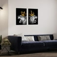 thumbnail image 4 of Visual Art Decor 2 Pieces 16x24 inch Framed Canvas Wall Art King Lion and Lioness Animal Black and White Lion with Gold Crown Picture Art Prints for Home Decoration, 4 of 11