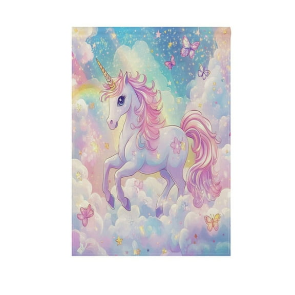 Rainbow Colors Unicorn Garden Flag Double Sided Outdoor Banners Yard Flags for Garden Home Holiday Decorations