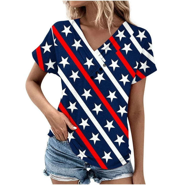 Top de Verano de las Mujeres Árbol Impresión V-Cuello Casual Manga Corta, Tops Cortos para las Mujeres